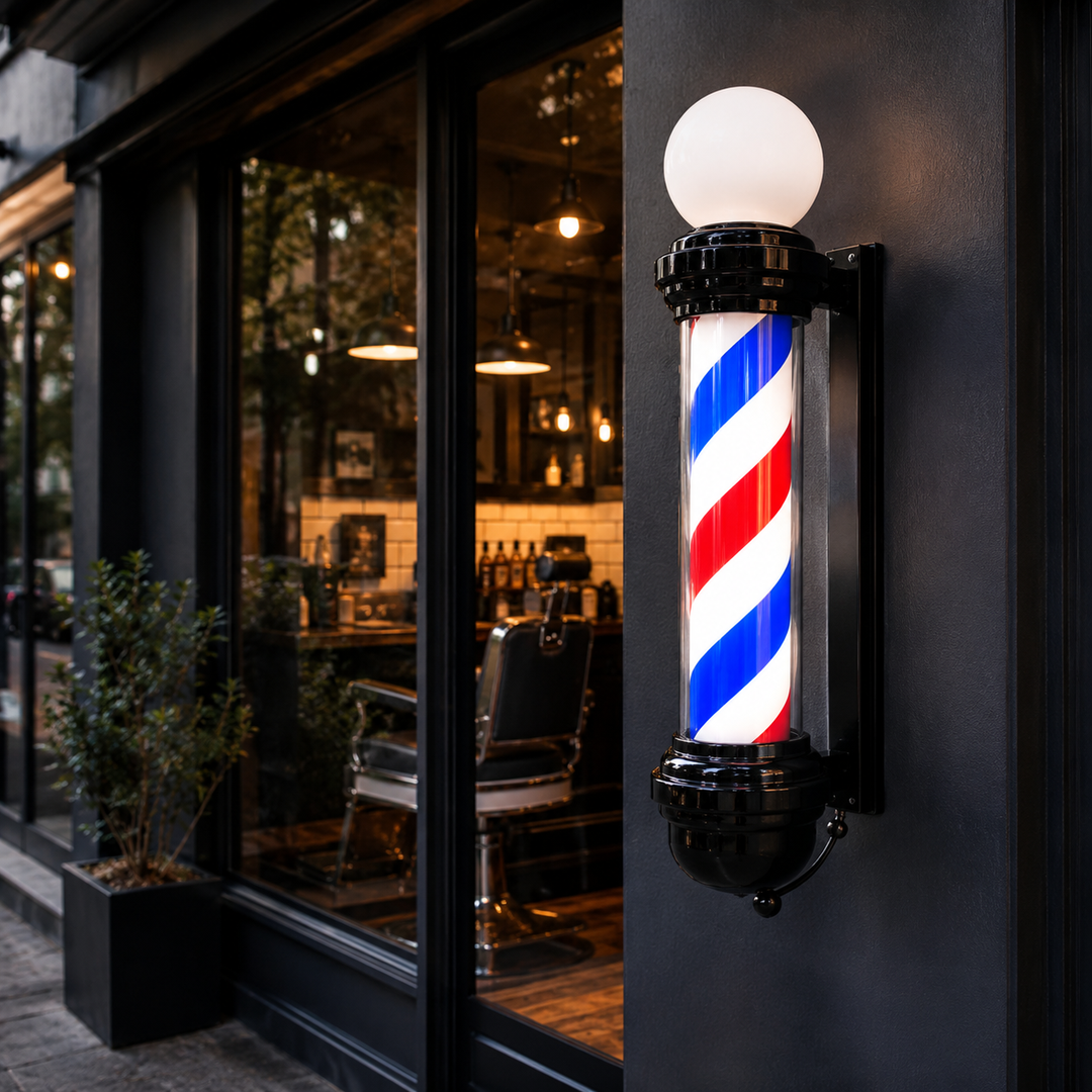 Poste De Barbería Grande Barber Pole Con Esfera De Luz 88cm - vista 4 del producto