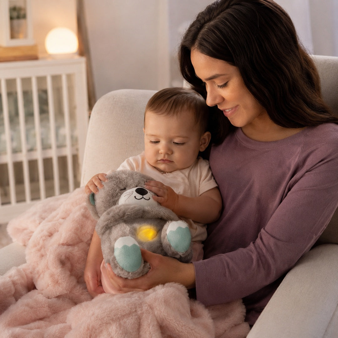 Peluche nutria con respiración relajante para bebé color Gris - vista 4 del producto