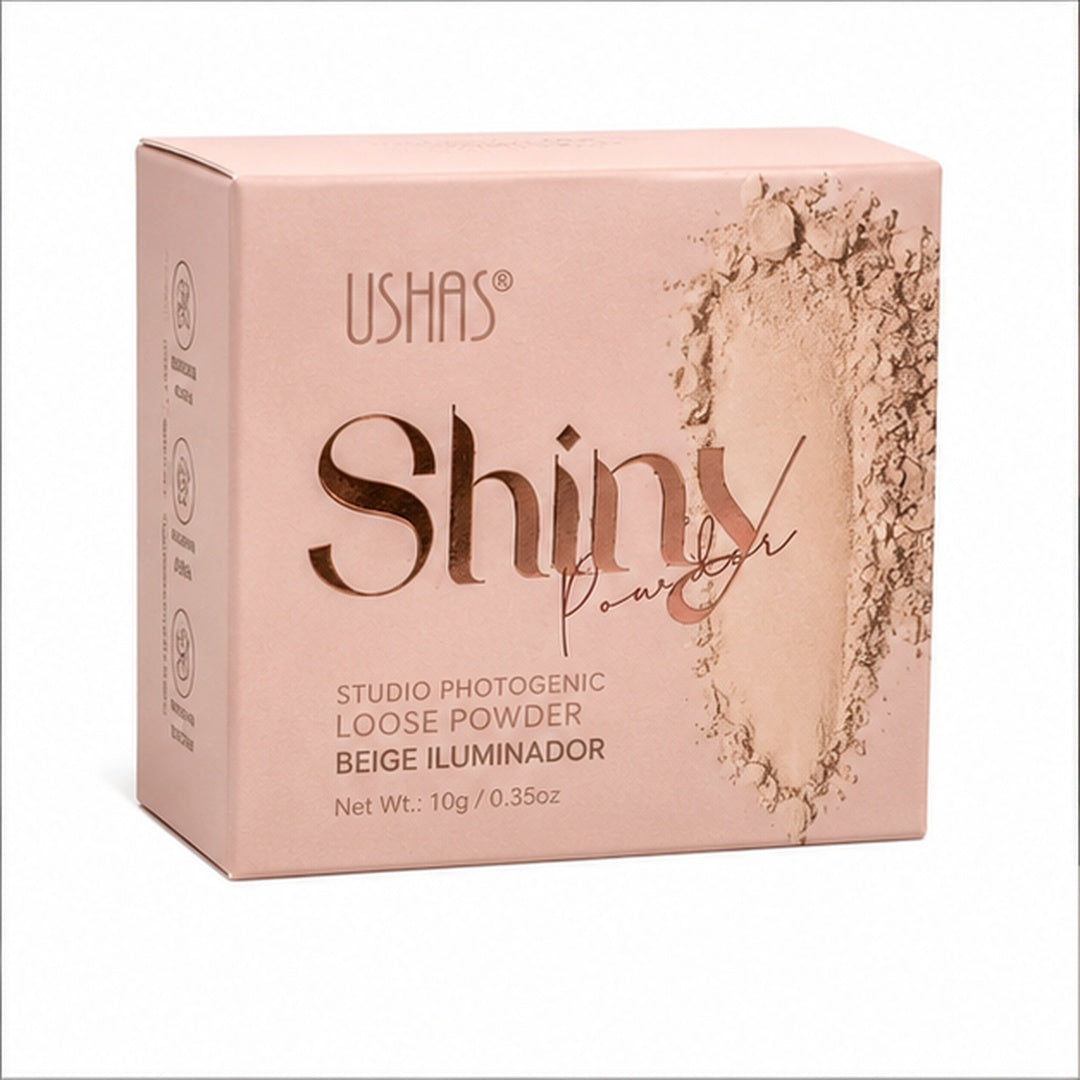 Polvo Suelto Fijación Traslúcido y Beige Shiny Ushas - variante Tranlucido