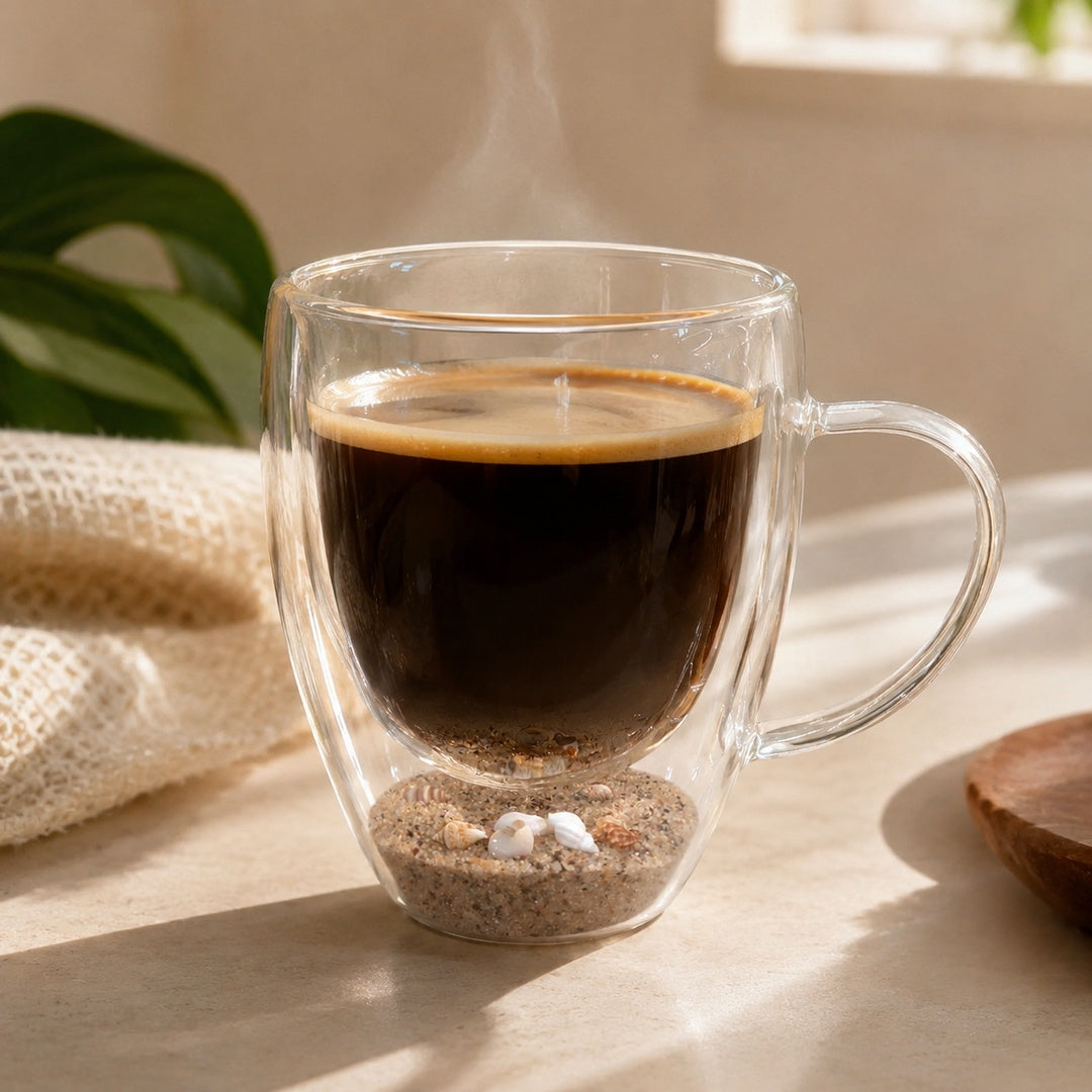 Taza Para Café Té Doble Fondo Diseño Arena del Mar - vista 4 del producto