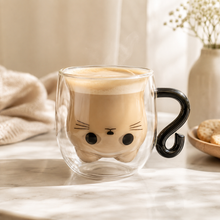 Taza De Vidrio De Doble Pared Bkinpid Cute Cat, Gato Negro - vista 4 del producto