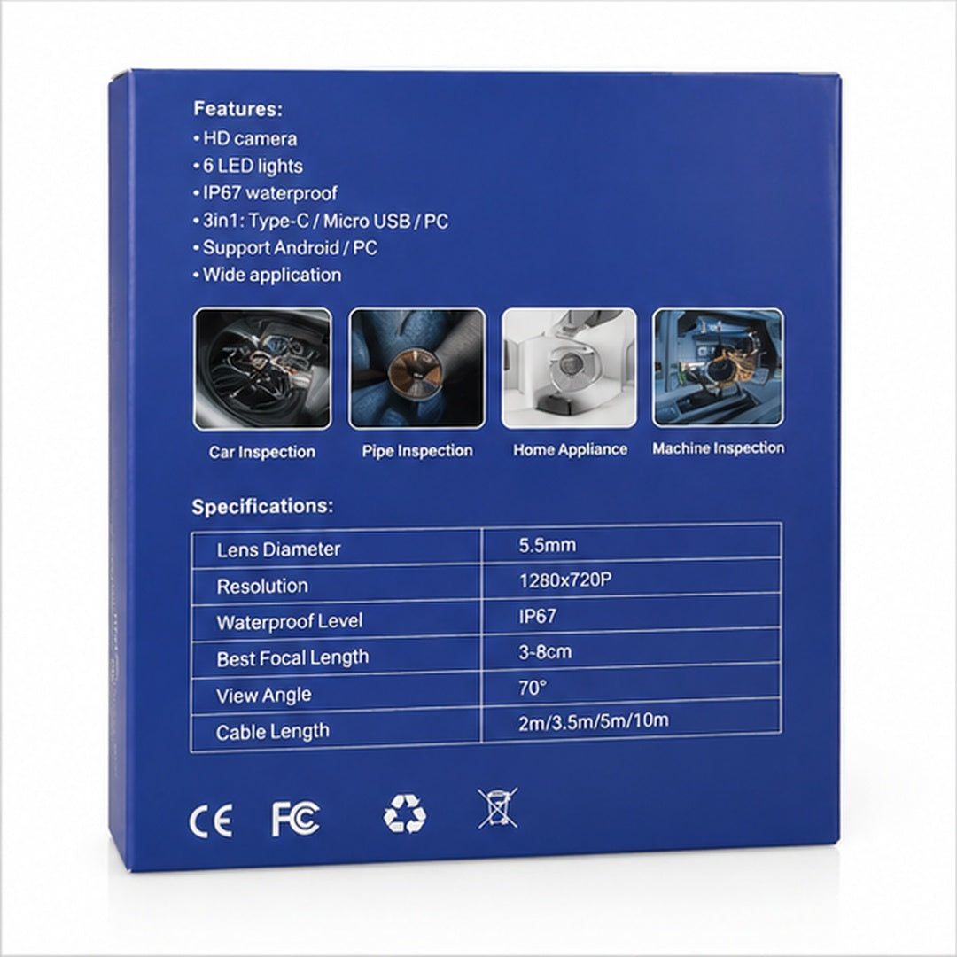 Cámara Endoscopia De 5 Metros 7mm Android 6 Leds 3 En 1 - vista 4 del producto