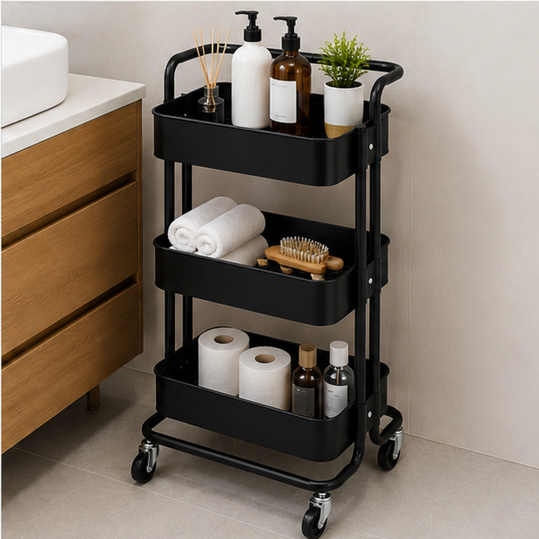 Carrito metálico de peluquería color negro - vista 4 del producto