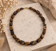 Collar Con Piedras Naturales Ojo De Tigre Y Hematita