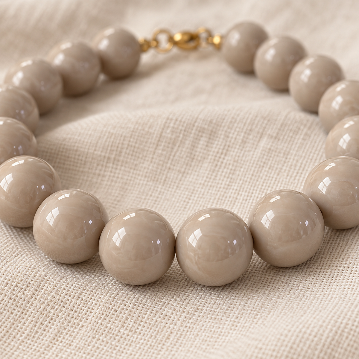 Collar Chicle Beige de Acrílico Cuentas Grande
