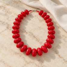 Collar Chicle Rojo Cereza de Cuentas Ovaladas
