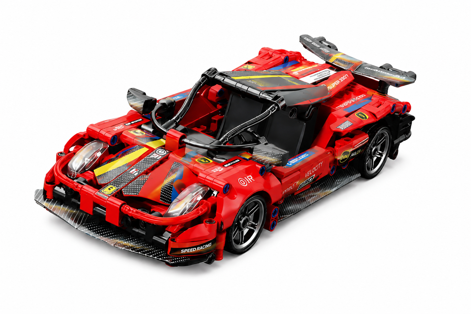 Auto Deportivo Armable A Cuerda Escala 1:18 Bloques 426 Pcs Rojo