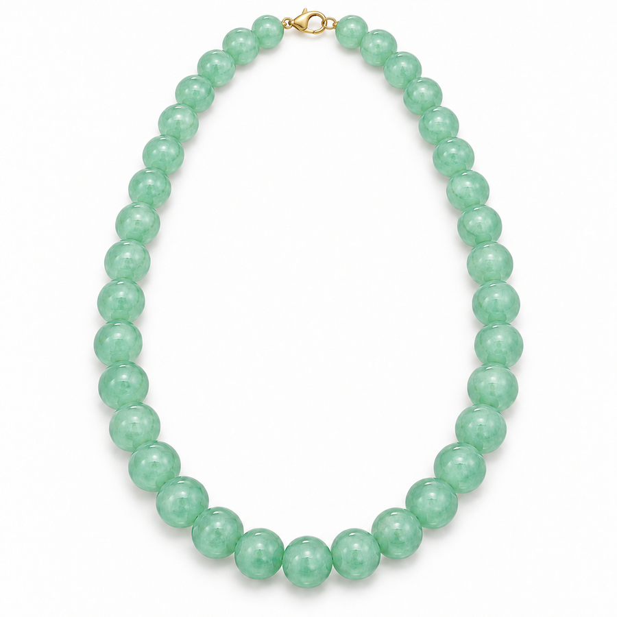 Collar De Piedra Natural Aventurina Verde Y Cuarzo Fortuna