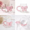 Taza De Vidrio Transparente Con Lazo 3D Coquette 380 Ml