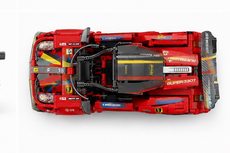 Auto Deportivo Armable A Cuerda Escala 1:18 Bloques 426 Pcs Rojo