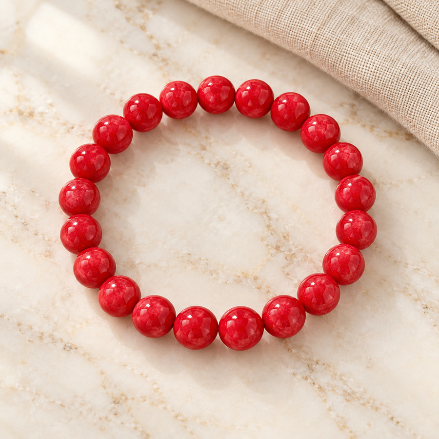 Pulsera De Ágata Roja Piedras Naturales