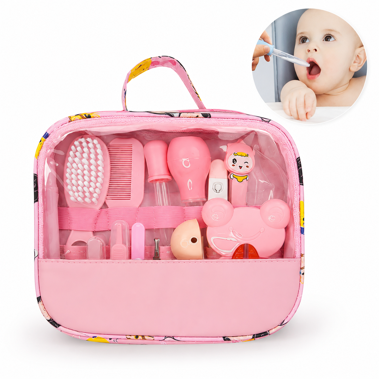 Kit De Cuidado E Higiene Para Bebés Recién Nacidos 13 Piezas Rosa - imagen principal