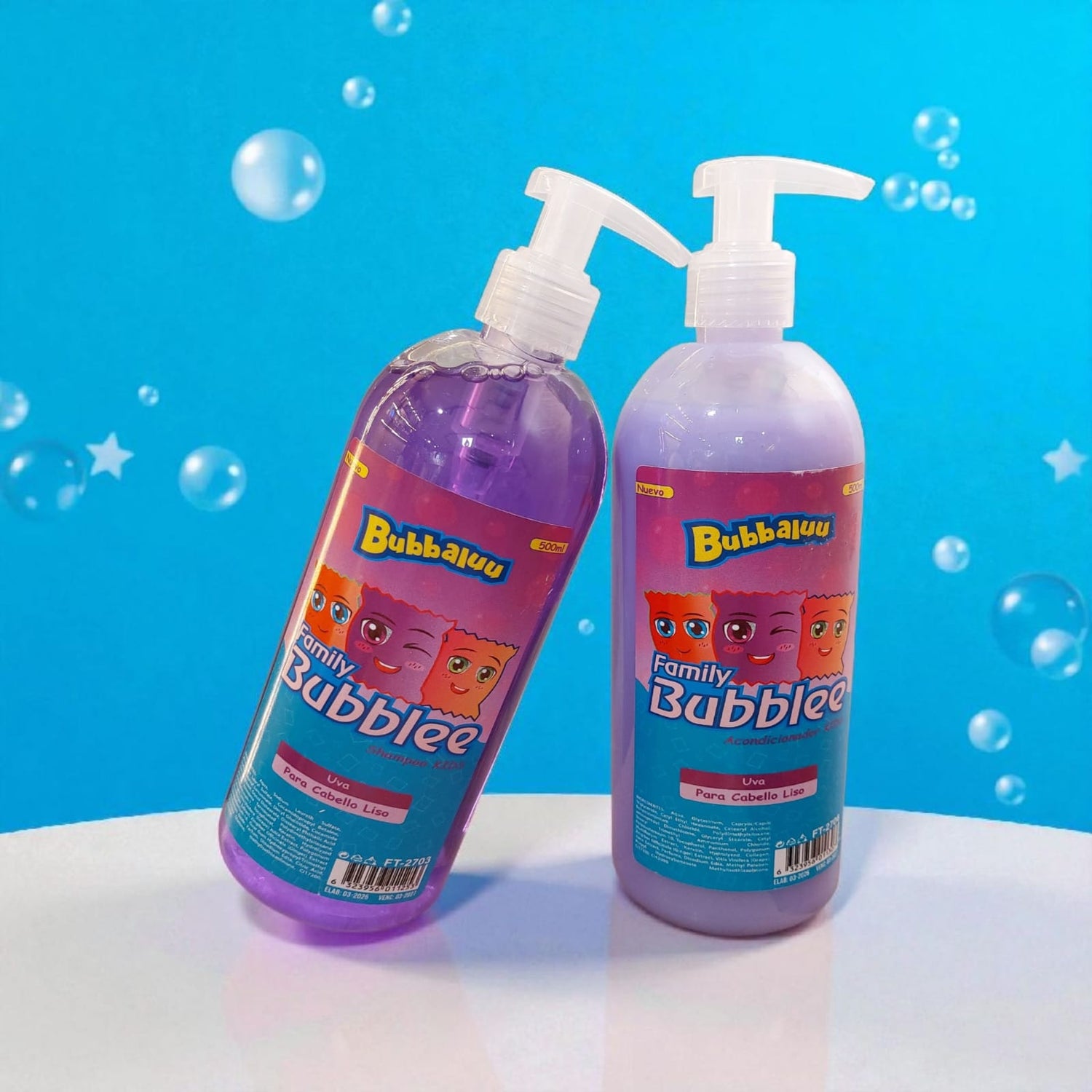 Shampoo y Acondicionador Bubblee Kids Uva Cabello Liso Bubbaluu - imagen principal