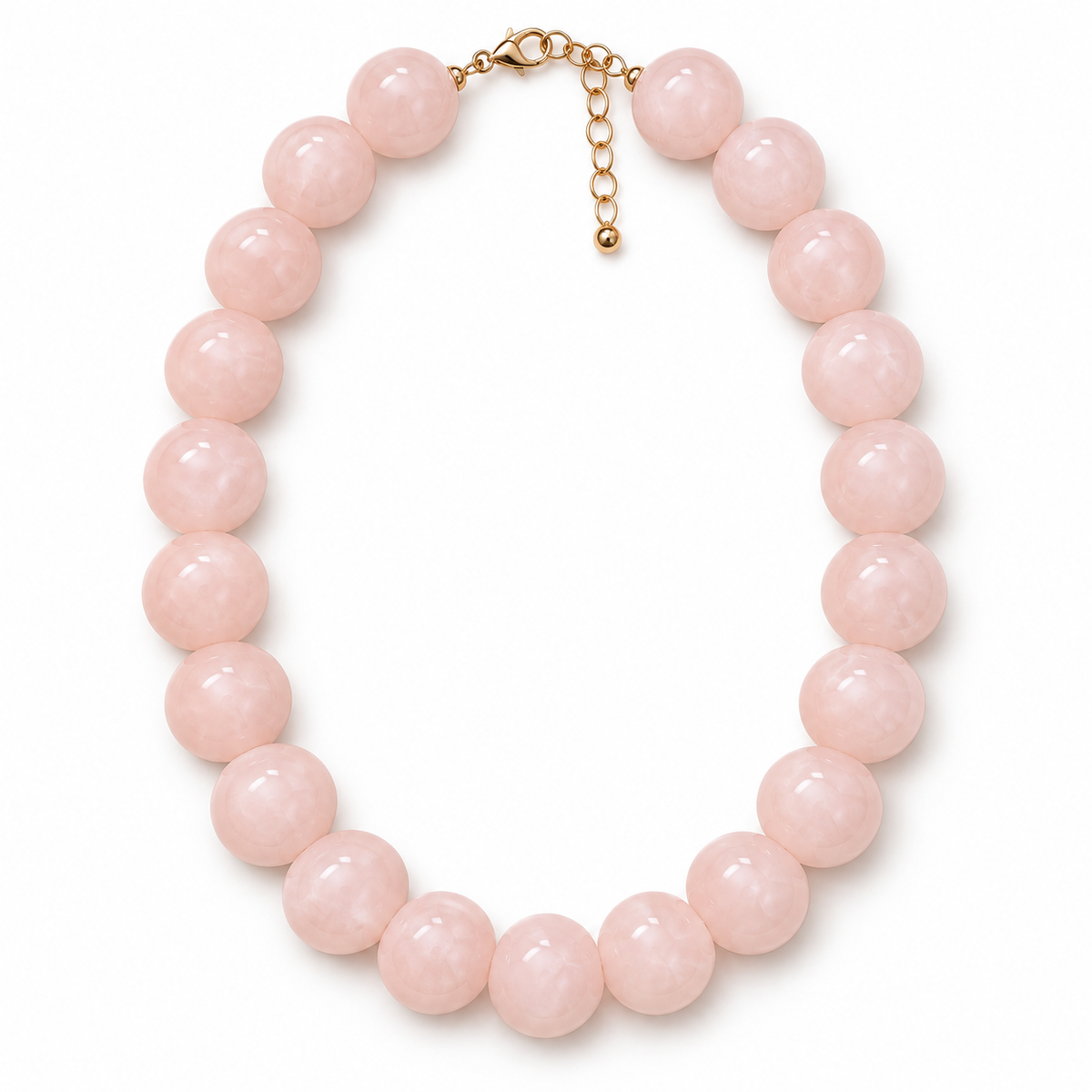 Collar Chicle Rosa Marmoleado Ajustable Cuentas Grandes