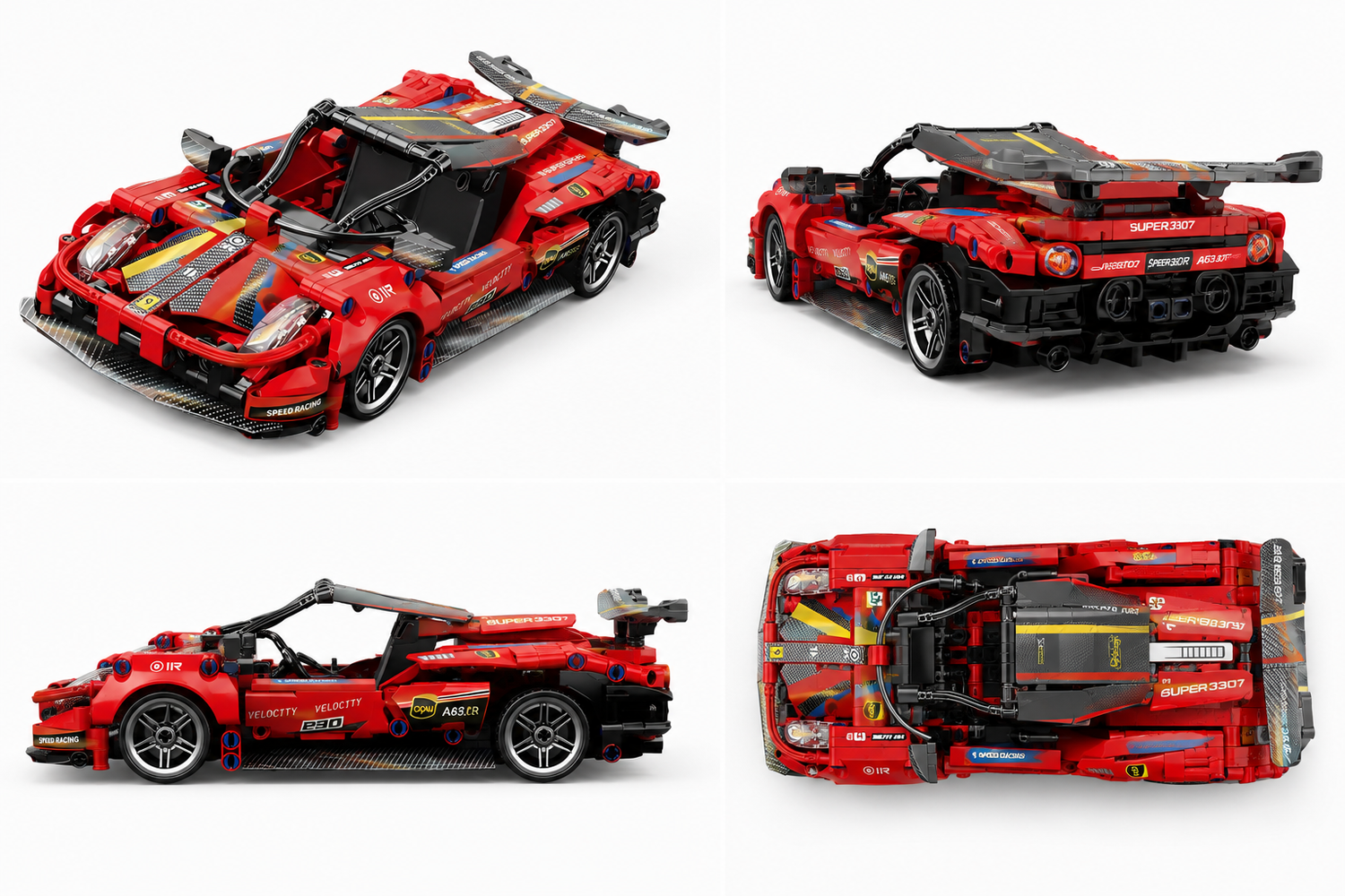 Auto Deportivo Armable A Cuerda Escala 1:18 Bloques 426 Pcs Rojo