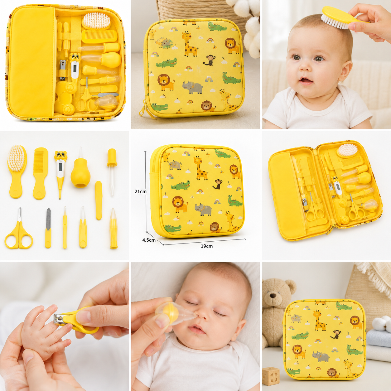 Kit De Cuidado E Higiene Para Bebés Recién Nacidos 13 Piezas Color Amarillo - detalle del producto