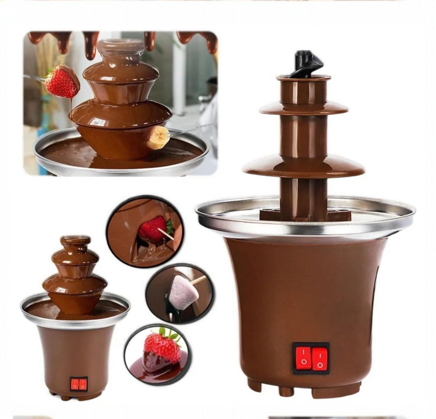 Mini Fuente Cascada De Chocolate Para Decoración De Mesa