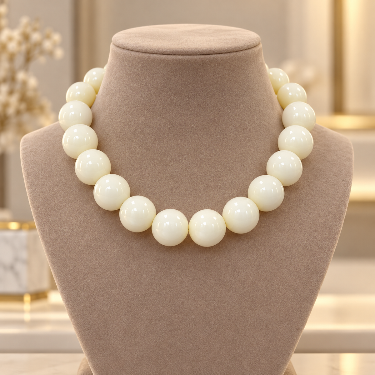 Collar Chicle Blanco Marfil Ajustable