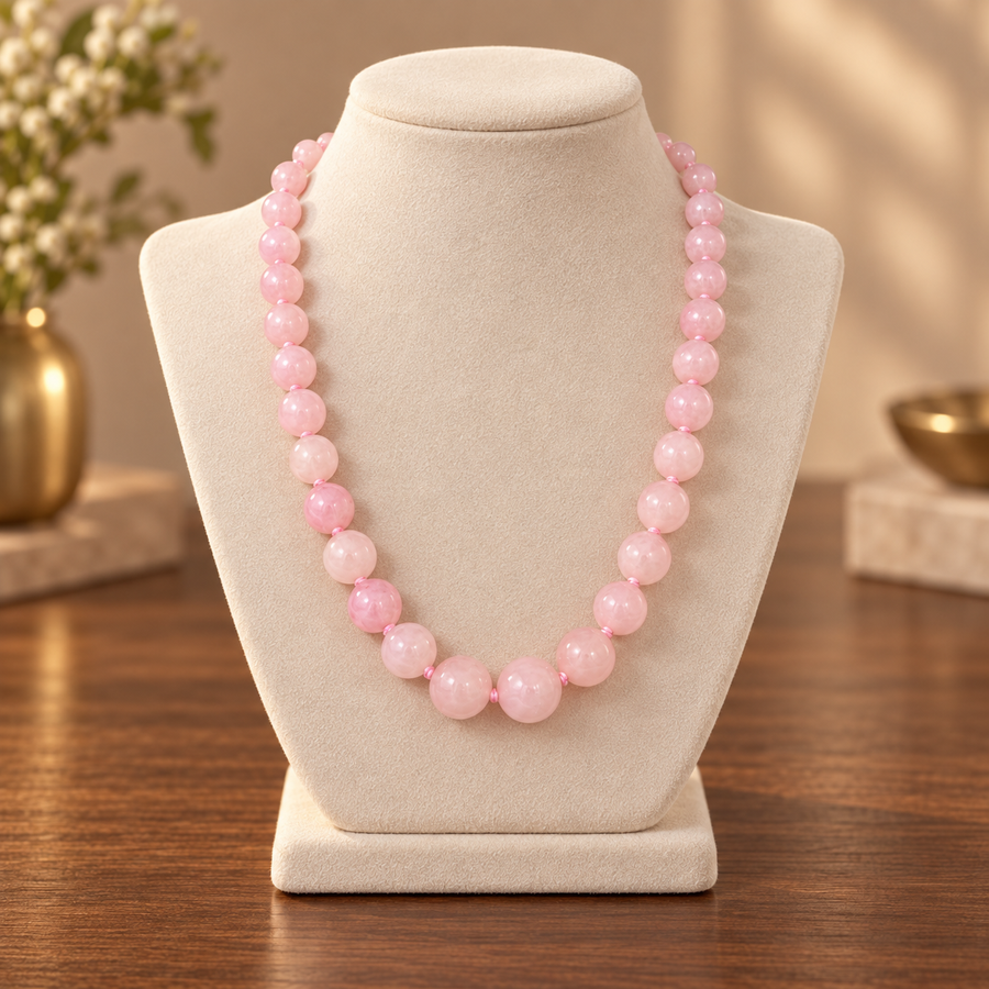 Collar Cuarzo Rosa Natural Energético 50 Cm