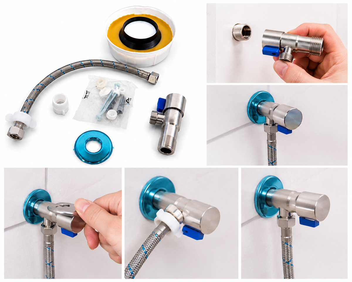 Kit De Instalacion Wc Llave Angular Completo