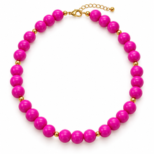Collar Chicle Fucsia con Detalles Dorados Ajustable