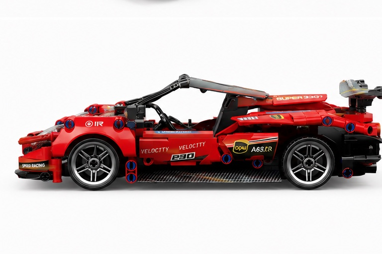 Auto Deportivo Armable A Cuerda Escala 1:18 Bloques 426 Pcs Rojo