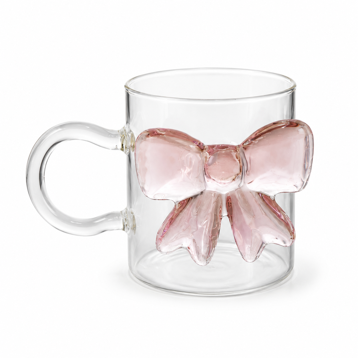 Taza De Vidrio Para Cafe Con Lazo Coquette 3d Liso