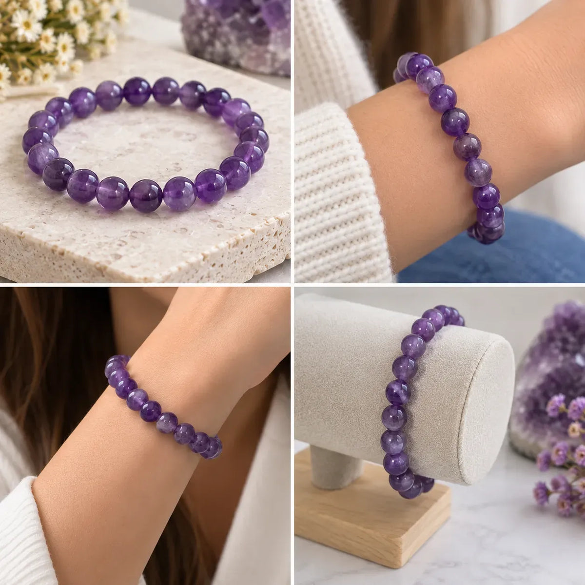 Pulsera De Piedra Natural Amatista