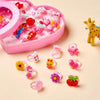 Set de 36 añillos Para Niñas Diseños Varios Caja de Corazon