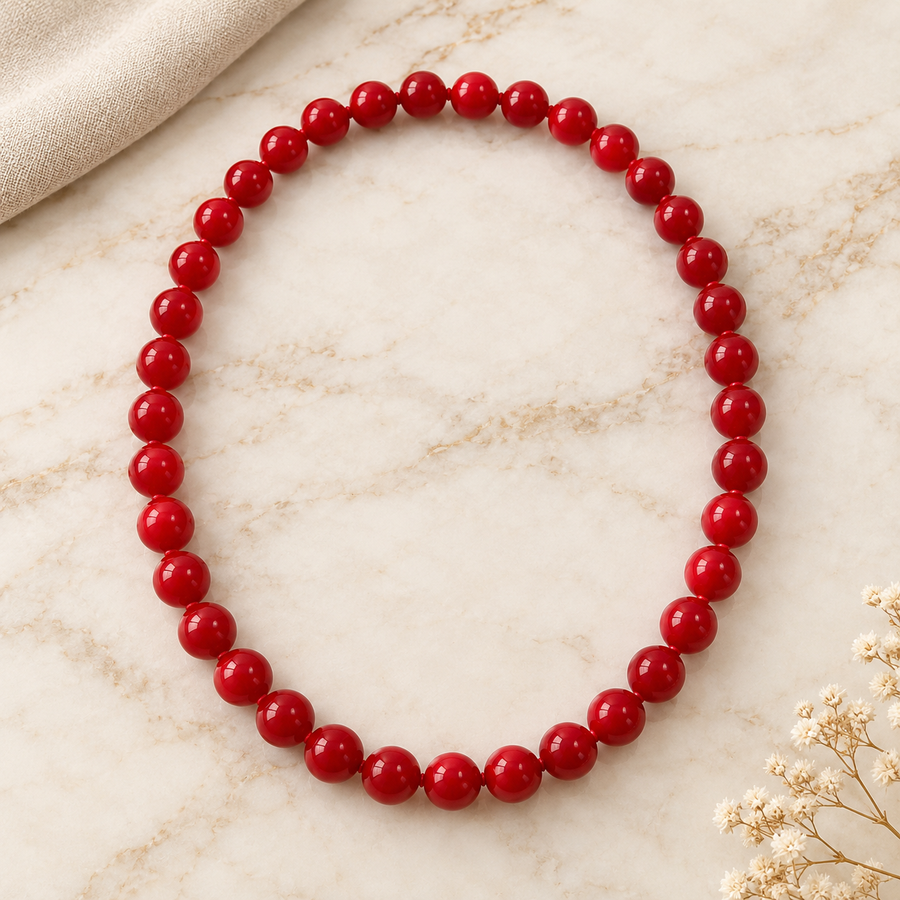 Collar De Piedras Naturales Agata Roja