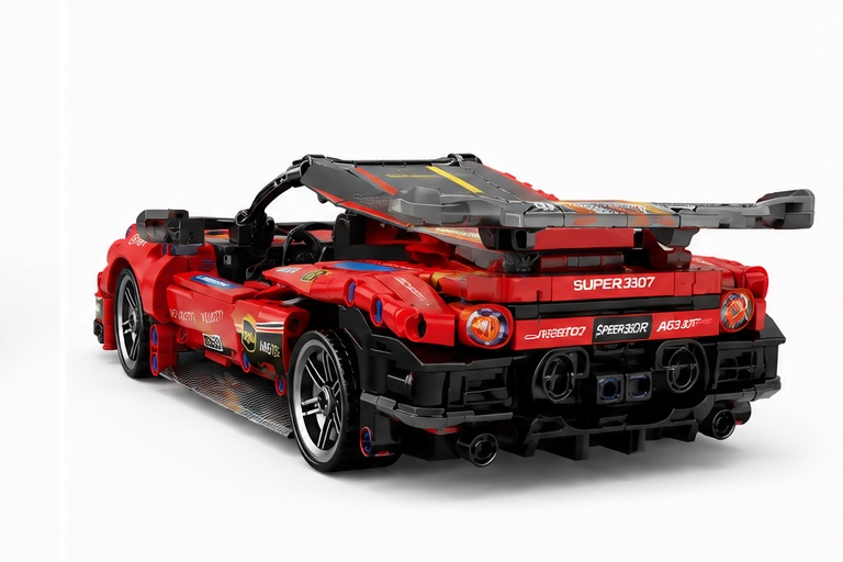 Auto Deportivo Armable A Cuerda Escala 1:18 Bloques 426 Pcs Rojo