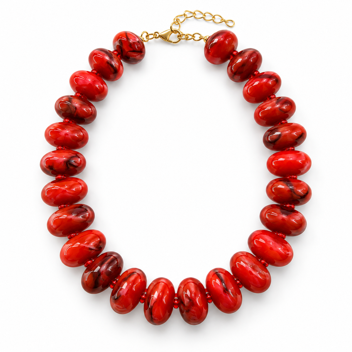 Collar Chicle Rojo Marmoleado con Cadena Ajustable