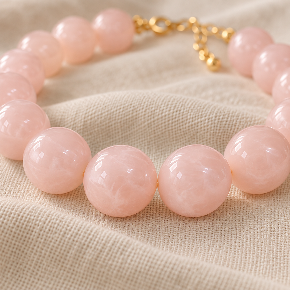Collar Chicle Rosa Marmoleado Ajustable Cuentas Grandes