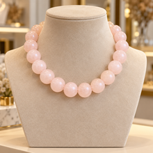 Collar Chicle Rosa Marmoleado Ajustable Cuentas Grandes