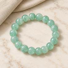 Pulsera De Piedra Natural Aventurina Verde Y Cuarzo Fortuna