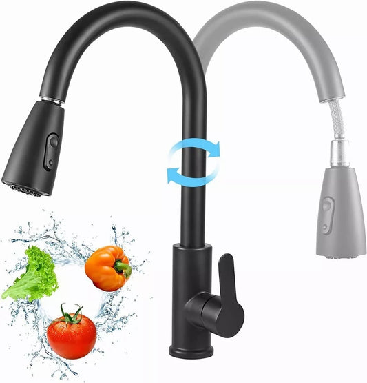 Llave Monomando Grifo Cocina Extensión Flexible NEGRO