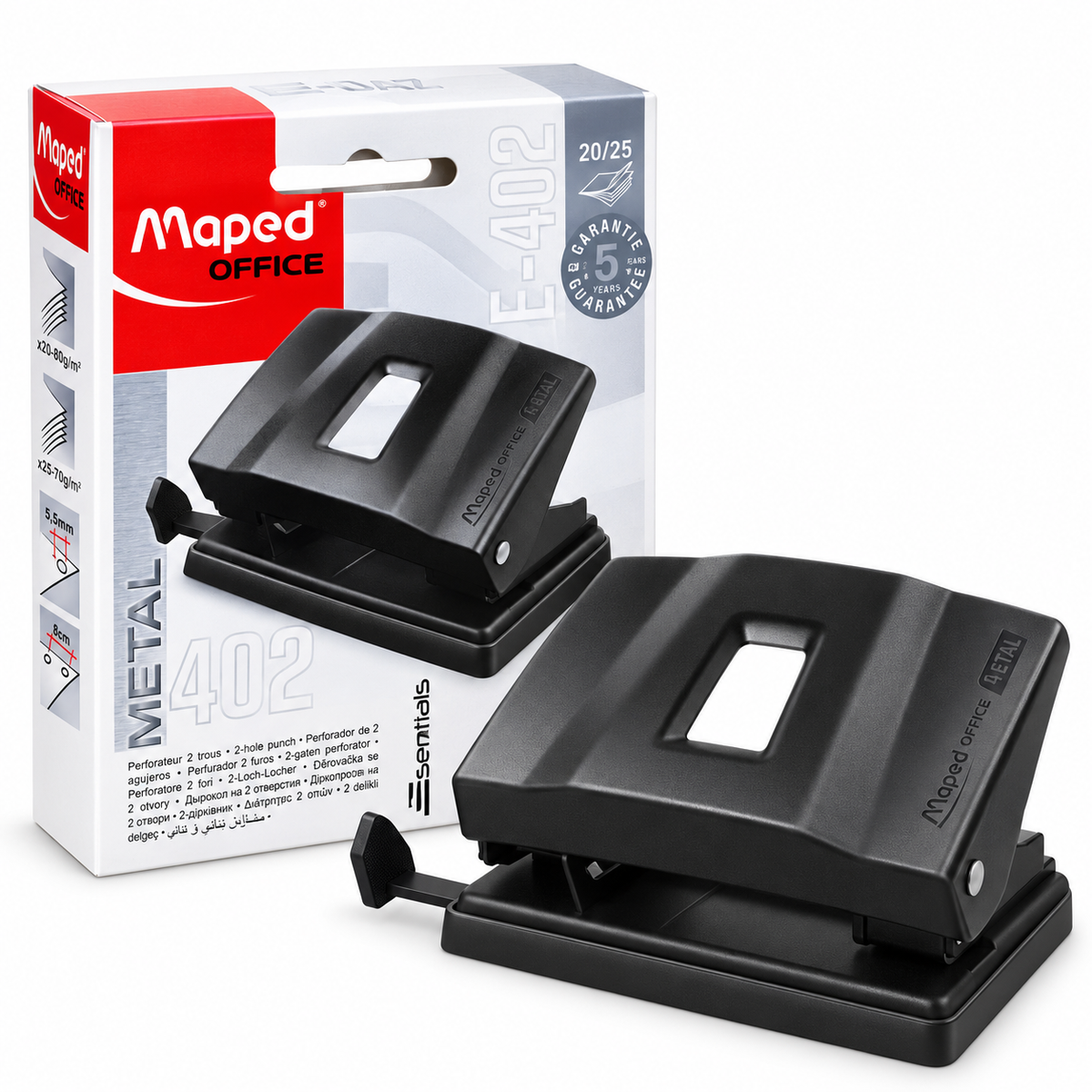 Perforadora Metálica Maped de 2 Orificios 20/25 Hojas