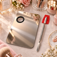 Paleta Mezcladora de Maquillaje de Acero con Espátula