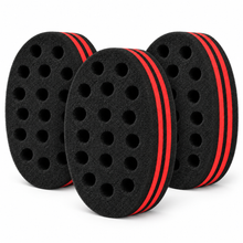 Pack de 3 Esponjas Cepillo para Cabello Afro Negras con Detalles Rojos