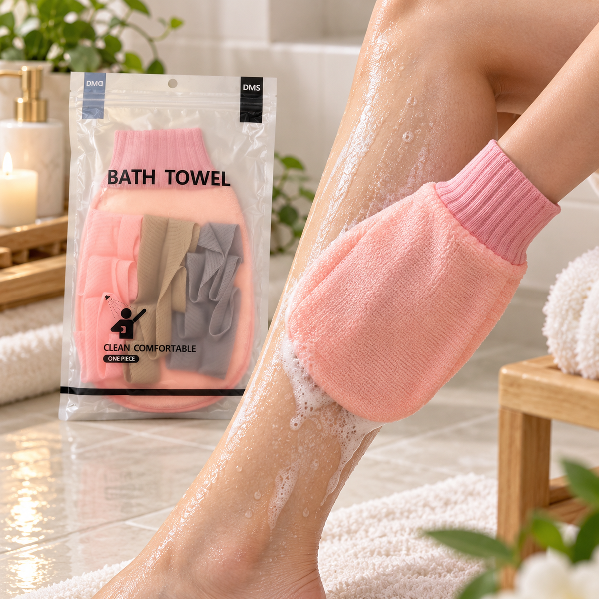 Guante Exfoliante de Baño Tipo Flor 23 x 13 cm