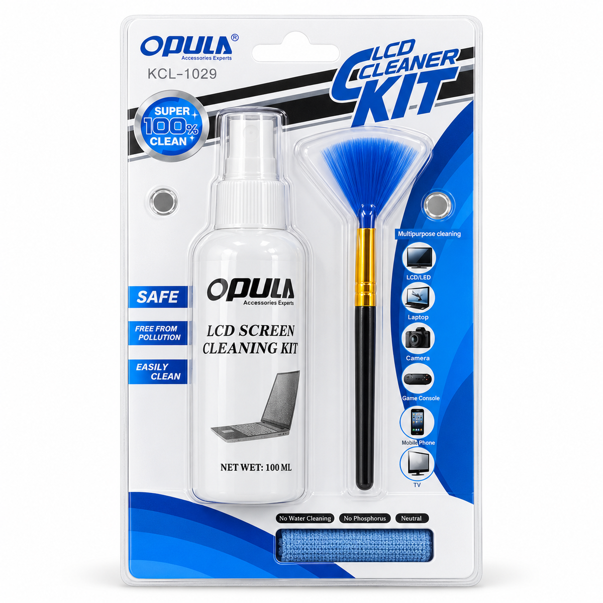 Kit Limpiador Opula KCL-1029 para Pantallas 3 en 1