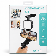 Kit Video Making AY-49 con Trípode, Luz LED y Micrófono