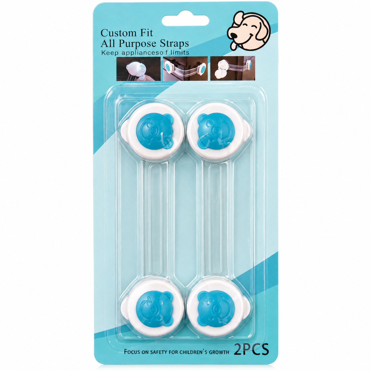 Seguro Largo para Cajones y Puertas Azul Pack 2 Unidades