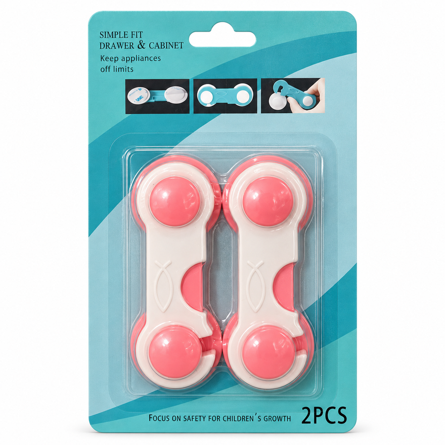 Seguro Corto para Cajones y Puertas Rosa Pack 2 Unidades