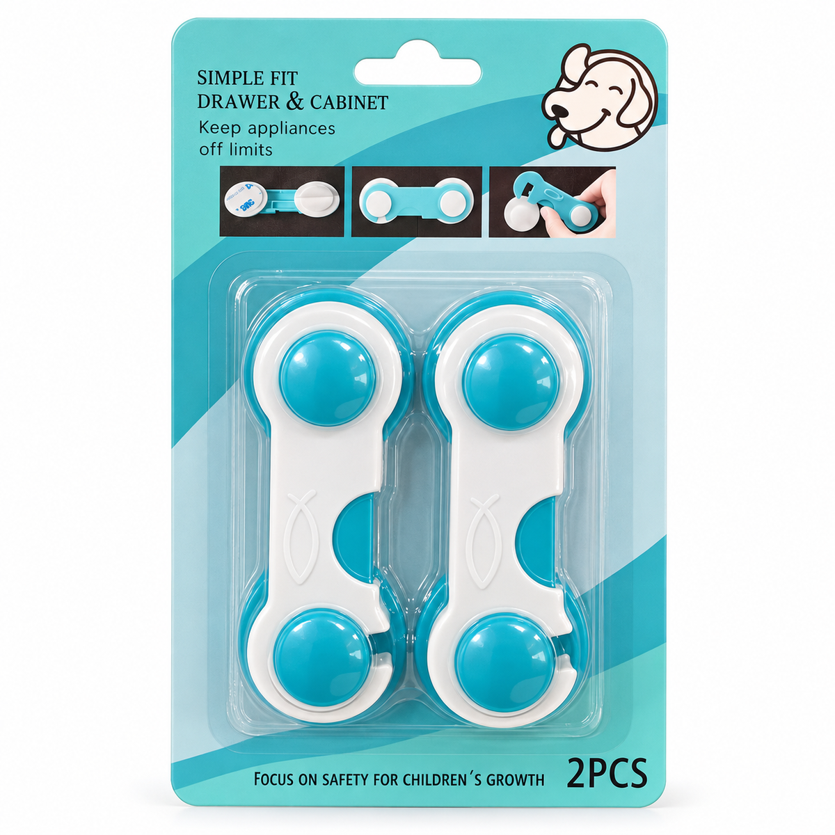 Seguro Corto para Cajones y Puertas Azul Pack 2 Unidades