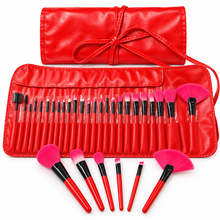 Set de 24 Brochas de Maquillaje con Manta Roja