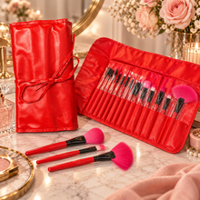 Set de 24 Brochas de Maquillaje con Manta Roja
