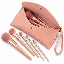 Set de 7 Brochas de Maquillaje con Bolso Rosa