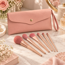 Set de 7 Brochas de Maquillaje con Bolso Rosa