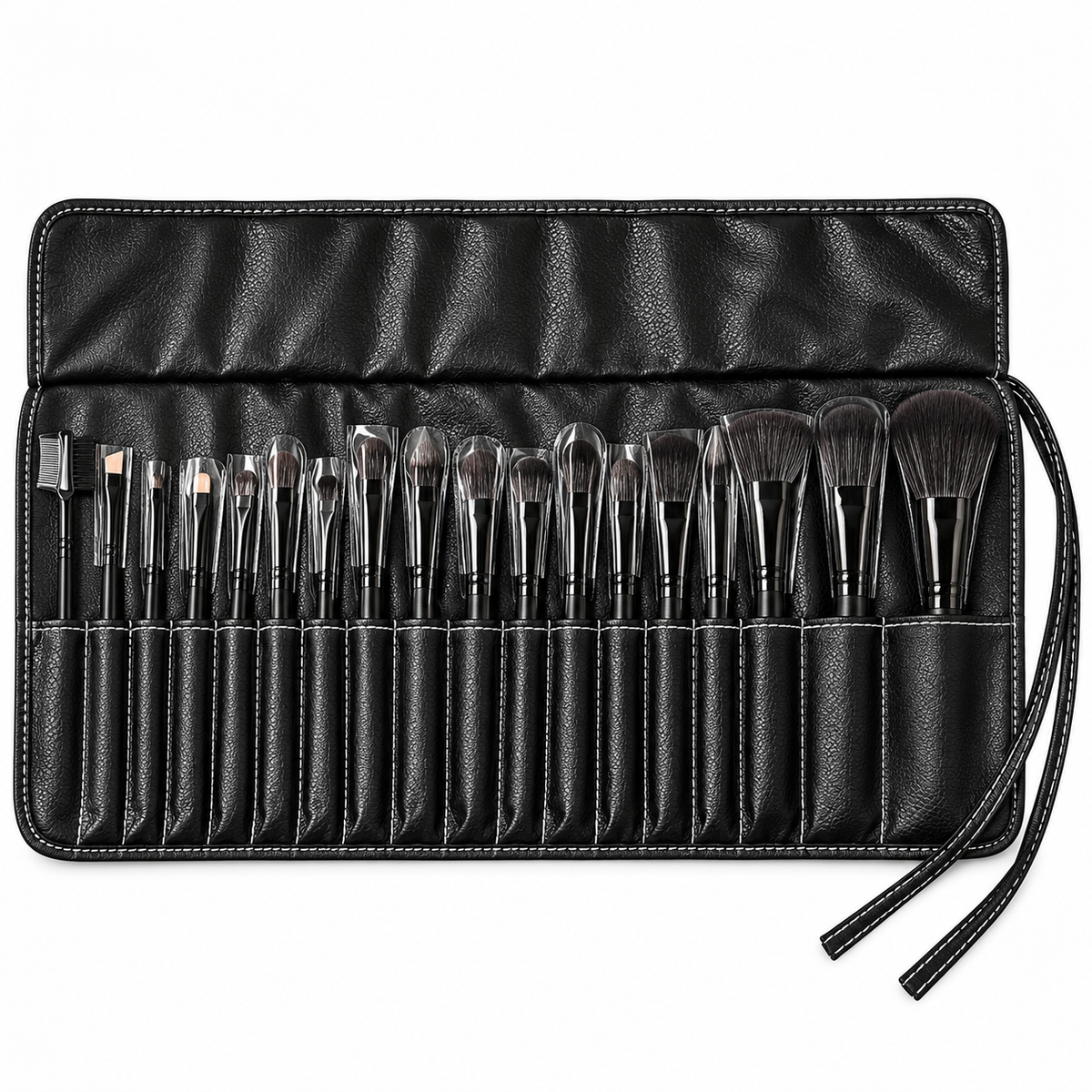 Set Cherimoya de 18 Brochas de Maquillaje con Manta Negra